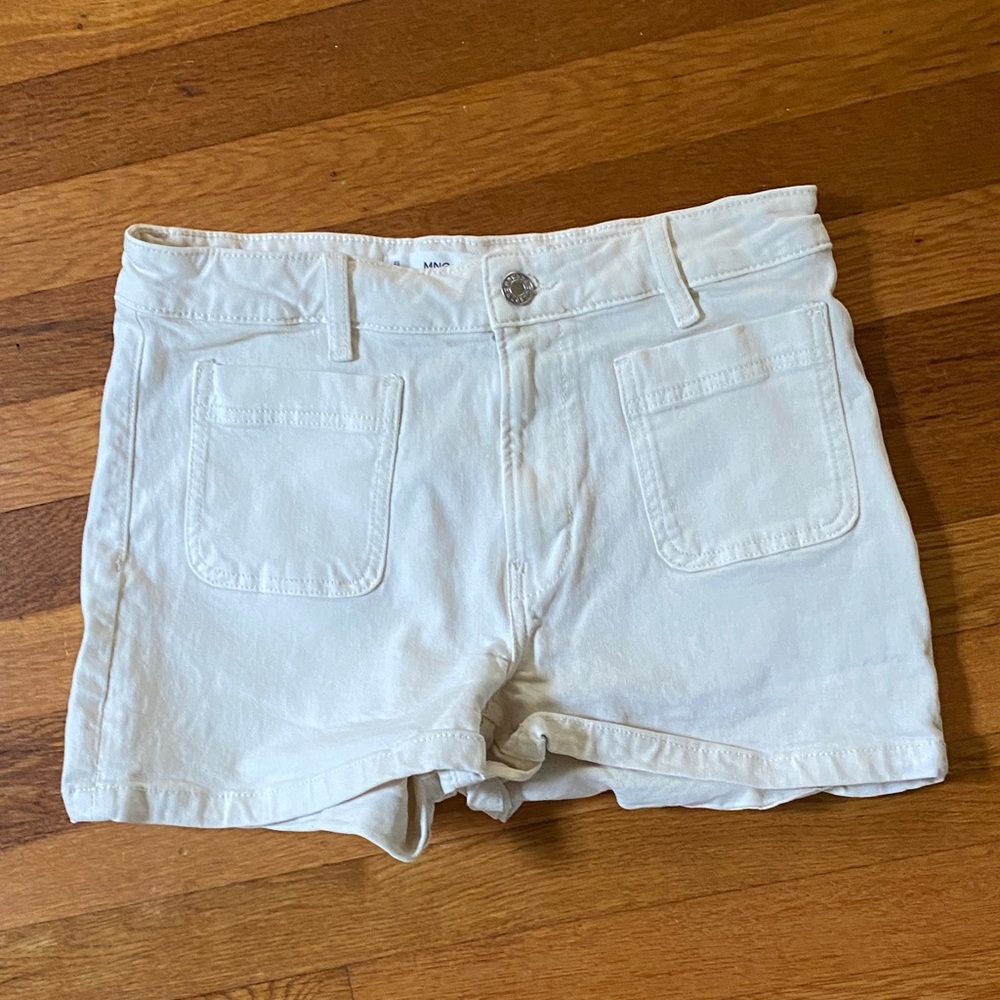 Mango Off-White Jean Shorts